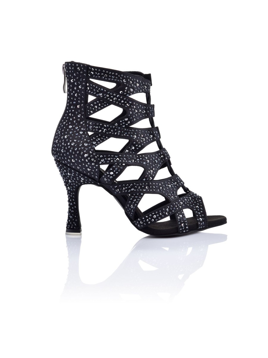 Scarpe DAN(C)IN Stivali | Stivaletti Da Ballo Con Fasce Incrociate E Crystal Strass Tacco Cm 8