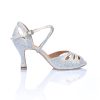 Scarpe DAN(C)IN Sandali | Scarpe Da Ballo In Raso Bianco E Crystal Strass Aurora Boreale Tacco 7,5 Cm