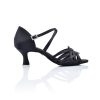 Scarpe DAN(C)IN Sandali | Scarpe Da Ballo Dancin In Raso Nero 6 Fasce Con Listini Tacco 5,5 Cm