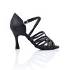 Scarpe DAN(C)IN Sandali | Scarpe Da Ballo In Raso Nero Con Listini Incrociati, 5 Fasce Tacco 8 Cm