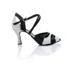 Scarpe DAN(C)IN Sandali | Scarpe Da Ballo Dancin In Glitter Argento E Raso Nero Tacco 7,5 Cm