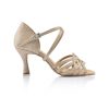 Scarpe DAN(C)IN Sandali | Scarpe Da Ballo In Glitter Oro Con Listini Incrociati, 6 Fasce , Tacco 7,5 Cm