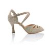 Scarpe DAN(C)IN Sandali | Scarpe Da Ballo In Glitter Oro E Crystal Strass Aurora Boreale Tacco 7,5 Cm