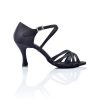 Scarpe DAN(C)IN Sandali | Scarpe Da Ballo Dancin In Raso Nero 5 Fasce Incrociate , Tacco 7,5 Cm