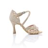 Scarpe DAN(C)IN Sandali | Scarpe Da Ballo In Raso Con Listini Incrociati 6 Fasce In Glitter Oro Tacco 8 Cm