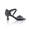 Scarpe DAN(C)IN Sandali | Scarpe Da Ballo Dancin In Raso Nero Con Listini Incrociati 6 Fasce Tacco 5,5 Cm