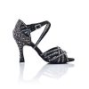 Scarpe DAN(C)IN Sandali | Scarpe Da Ballo Dancin In Raso Nero Con Listini Incrociati 6 Fasce Tacco 8 Cm