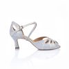 Scarpe DAN(C)IN Sandali | Scarpe Da Ballo In Raso Bianco E Crystal Strass Aurora Boreale Tacco 6 Cm