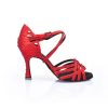 Scarpe DAN(C)IN Sandali | Scarpe Da Ballo Dancin In Raso Rosso E Strass Tacco 8 Cm