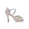 Scarpe DAN(C)IN Sandali | Scarpe Da Ballo Dancin Con Plateau Strass In Glitter Light Gold Tacco 10 Cm